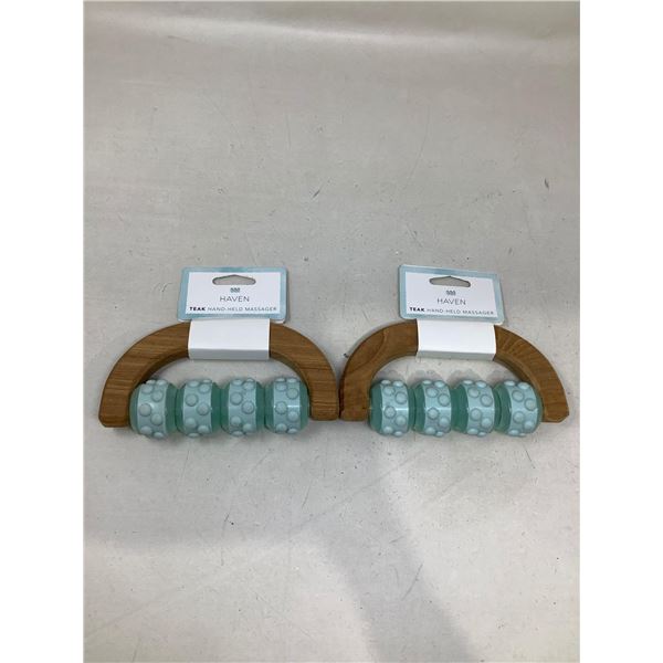 Haven Teak Hand Held Massager Lot Of 2