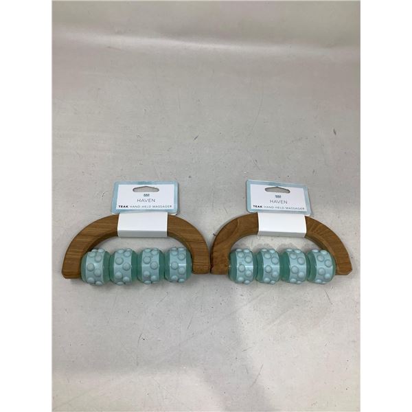 Haven Teak Hand Held Massager Lot Of 2