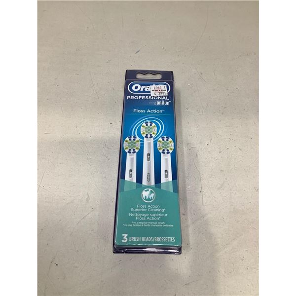 Oral B Professional Floss Action 3 Brush Heads