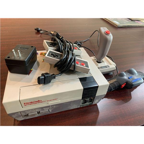 Nintendo Entertainment System classic system with controllers and adapter