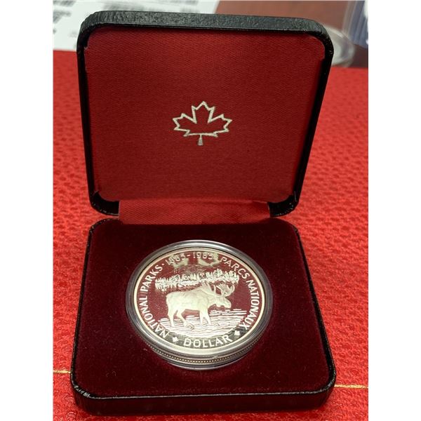 Royal Canadian Mint Issued NEW cased 1885-1995 Canada Parks commemorative Silver cased Dollar Coin i