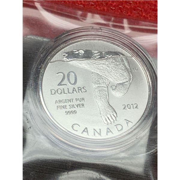 Royal Canada Mint issue 2012 Polar Bear .9999 Fine Silver $20.00 Coin
