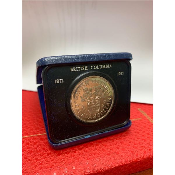Royal Canadian Mint issue 1871-1971 British columbia Cased commemorative dollar coin