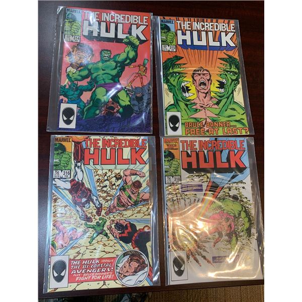 Marvel the Incredible Hulk issues 314,315,316-318 COMIC BOOKS - SOLD AS A LOT OF 4 - in protectors, 