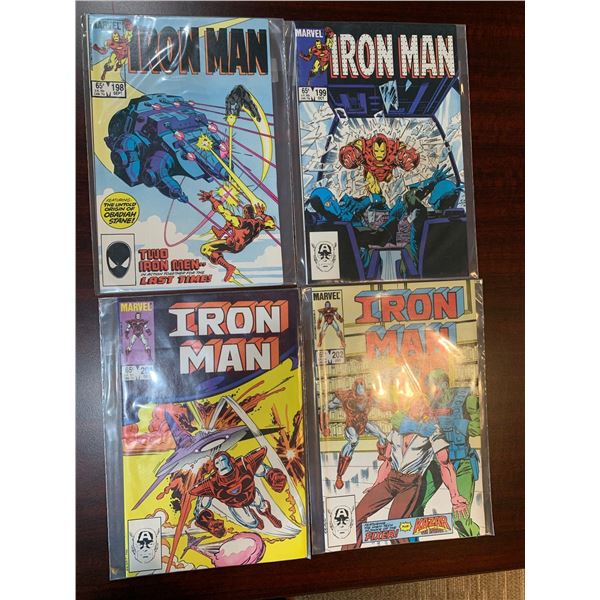 Marvel Iron Man issues 198,199, 201,202 COMIC BOOKS - SOLD AS A LOT OF 4 - in protectors, great cond