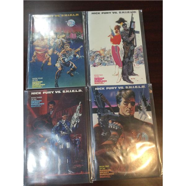 Marvel Nick Fury VS SHIELD set of graphic novels COMIC BOOKS - SOLD AS A LOT OF 4 - in protectors, g