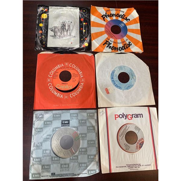 Vintage Lot of 6 - 45RPM Singles of past hits with sleeves