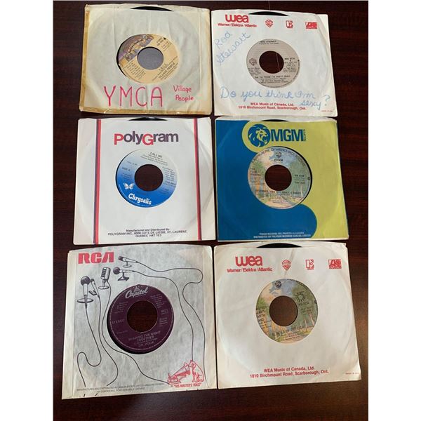 Vintage Lot of 6 - 45RPM Singles of past hits with sleeves