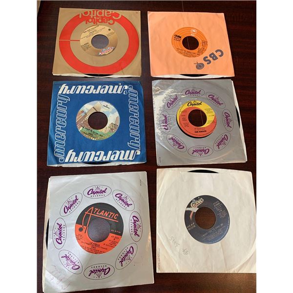 Vintage Lot of 6 - 45RPM Singles of past hits with sleeves
