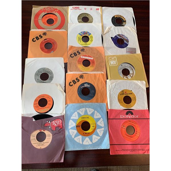 Vintage Lot of 15 - 45RPM Singles assorted artists with sleeves