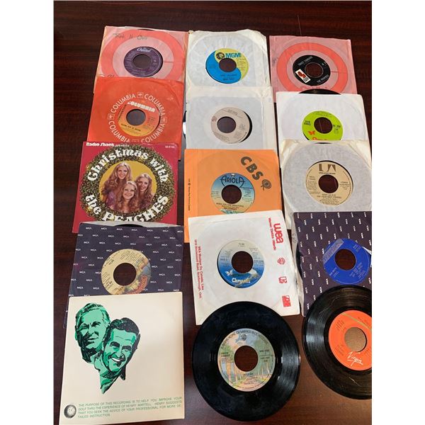 Vintage Lot of 15 - 45RPM Singles assorted artists with sleeves