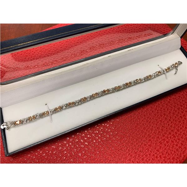 Ladies Ros'e Colored topaz and moissinite tennis bracelet NEW
