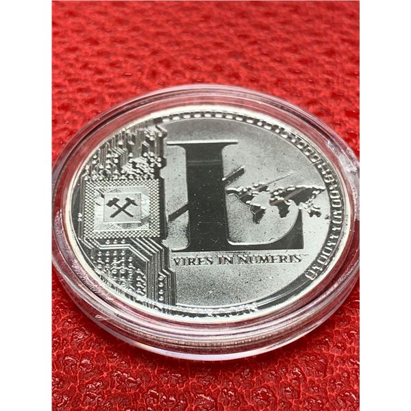 25 Litecoins Crypto currency Silver cased marker medallion NEW