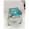 Image 1 : Europe Designed oversize aqua marine topaz emerald cut solitaire set in brilliant sterling silver