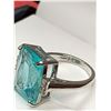 Image 3 : Europe Designed oversize aqua marine topaz emerald cut solitaire set in brilliant sterling silver