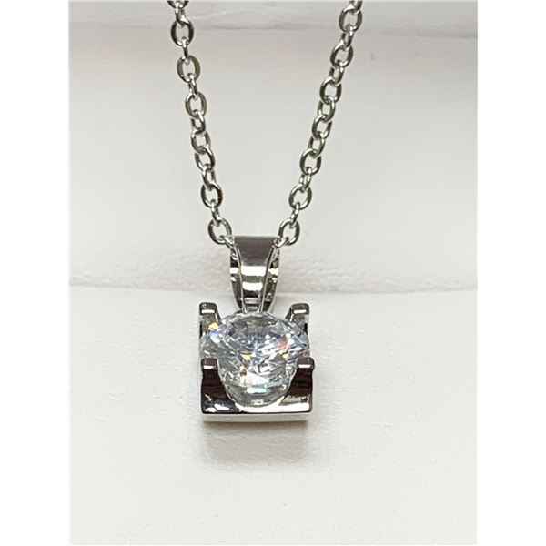 Solitaire Pendant & Chain set in 14K GP floating gemstone design