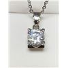 Image 3 : Solitaire Pendant & Chain set in 14K GP floating gemstone design