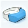 Image 3 : Silver Syntheticturquoise(6.7ct) Rhodium Plated Ring (~weight 6.7g), Suggested Retail Value $300