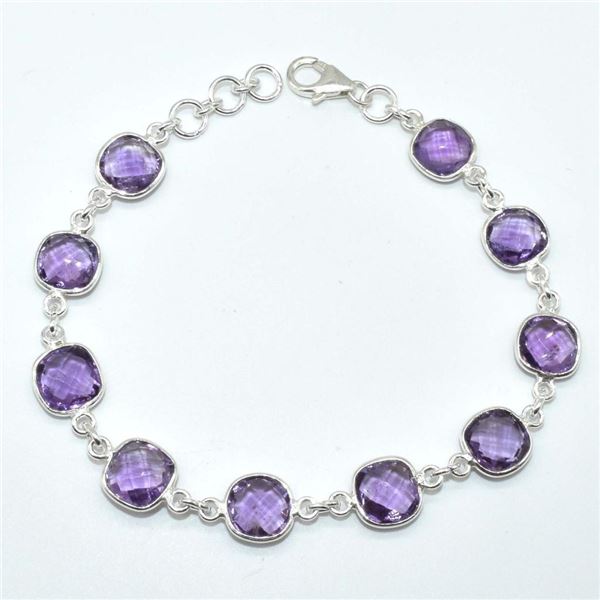 Silver Amethyst(7.75ct) Bracelet (~weight 7.75g), Suggested Retail Value $300