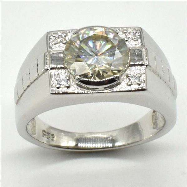 Silver Certified Moissanite ( Round 10 Mm)(7.6ct) Rhodium Plated Test And Looks Better Than Diamond 