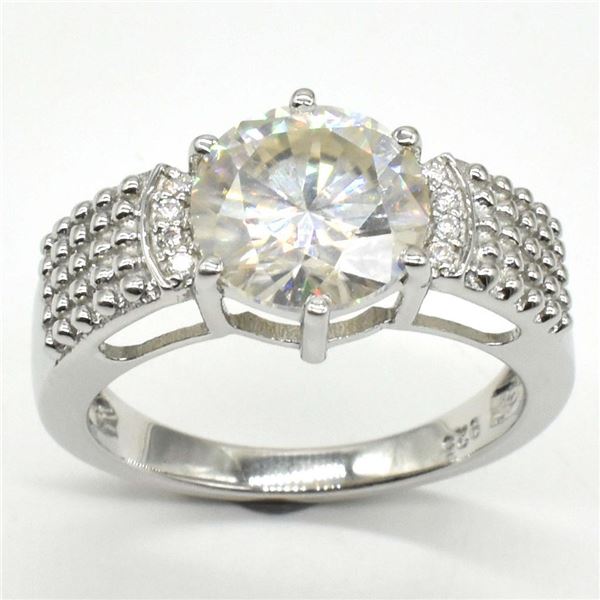 Silver Certified Moissanite ( Round 11 Mm)(6.4ct) Rhodium Plated Test And Looks Better Than Diamond 