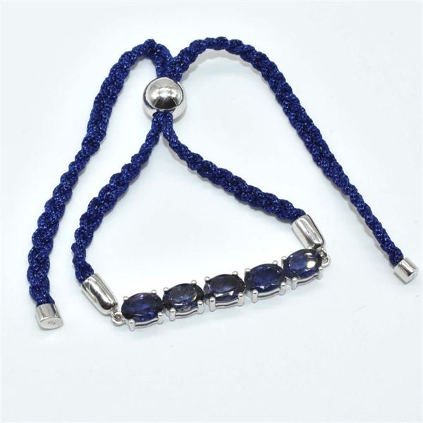 Silver Iolite(5.2ct) Rhodium Plated Thread Bracelet Bracelet (~weight 5.2g), Suggested Retail Value 