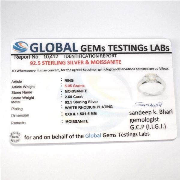 Silver Certified Moissanite ( Round 8 & 1.5 Mm)(5.05ct) Rhodium Plated Test And Looks Better Than Di
