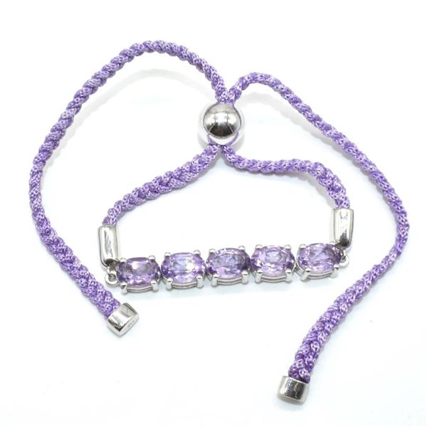 Silver Amethyst(5.3ct) Rhodium Plated Thread Bracelet Bracelet (~weight 5.3g), Suggested Retail Valu