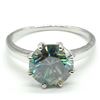 Image 3 : Silver Greenish Blue Moissanite ( Round 9.5 Mm)(2.45ct) Rhodium Plated Test And Looks Better Than Di