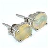 Image 3 : Silver Opal( Oval 9*7 Mm)(1.95ct) Rhodium Plated Earrings (~weight 1.95g), Suggested Retail Value $3