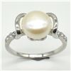 Image 1 : Silver Pearl Cz(3.1ct) Rhodium Plated Ring (~weight 3.1g), Suggested Retail Value $300