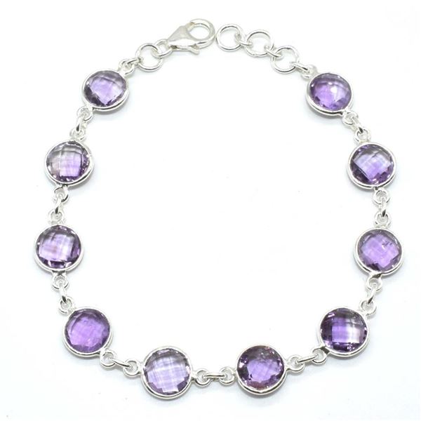 Silver Amethyst(7.1ct) Bracelet (~weight 7.1g), Suggested Retail Value $400