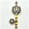 Image 1 : RoseGold Plated Silver Certified Rose Cut Diamond(15.95ct) Gold And Black Rhodium Plated Key Pendant