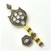 Image 2 : RoseGold Plated Silver Certified Rose Cut Diamond(15.95ct) Gold And Black Rhodium Plated Key Pendant