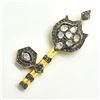 Image 3 : RoseGold Plated Silver Certified Rose Cut Diamond(15.95ct) Gold And Black Rhodium Plated Key Pendant