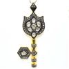 Image 4 : RoseGold Plated Silver Certified Rose Cut Diamond(15.95ct) Gold And Black Rhodium Plated Key Pendant