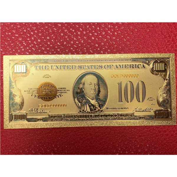 USA Gold Foil Clad Gold Certificate $100 Collector Bank Note Series of 1928