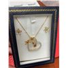 Image 3 : Stunning Gemstone and 14K GP Heart Pendant with matching earrings and necklace in Gift Box