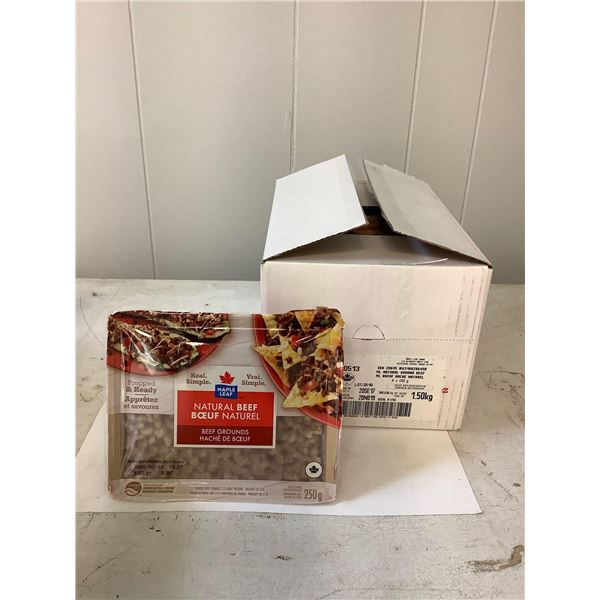 Case of Frozen Maple Leaf Natural Beef Grounds (6 x 250g)