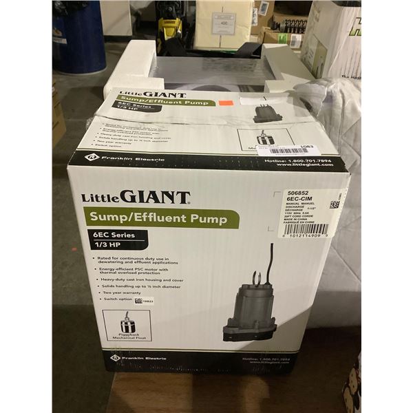 Little Giant Sump Pump 1/3 HP 115V 60Hz - Model: 6EC-CIM