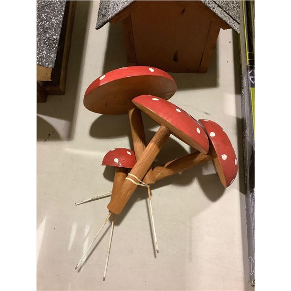Wooden Mushroom Garden Decor