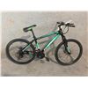 Image 2 : BLACK AND GREEN SIBOG 21 SPEED, 16" FRAME, DISC BRAKES, FRONT SUSPENSION MOUNTAIN BIKE