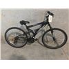 Image 2 : BLACK HYPER ALUMINUM 21 SPEED, 18" FRAME FULL SUSPENSION MOUNTAIN BIKE - NO BRAKES