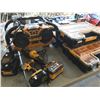 Image 1 : DEWALT CORDLESS HAND TOOLS INCLUDING GRINDER, DRIVER, SHOP RADIO AND STACKABLE PARTS CONTAINERS