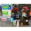 Image 1 : LOT OF HOUSEHOLD ITEMS INCLUDING TOASTER OVEN, HAIR PRODUCT, WATER BOTTLES,