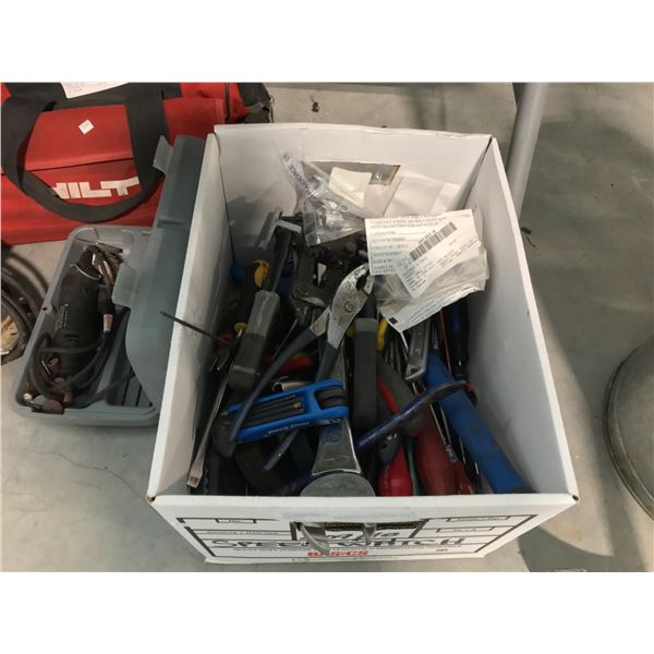 LOT OF HAND AND GARDEN TOOLS WITH TIKI TORCHES