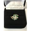 Image 2 : 10K CLUSTER RING WITH EMERALDS AND CUBIC ZIRCONIA