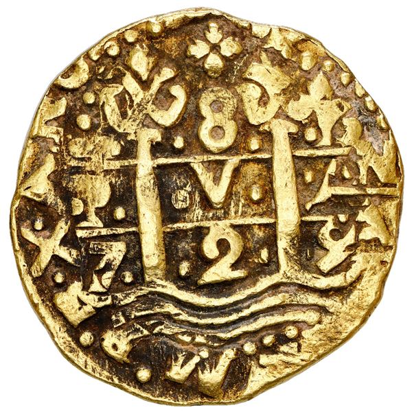 Lima, Peru, cob 8 escudos, 1729 N, NGC AU 50.