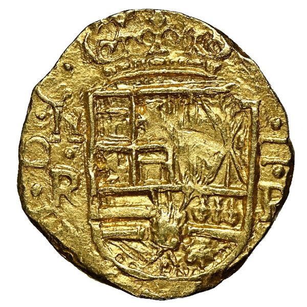 Bogota, Colombia, cob 2 escudos, 1659, assayer R to right, rare, NGC MS 65, finest known in NGC cens
