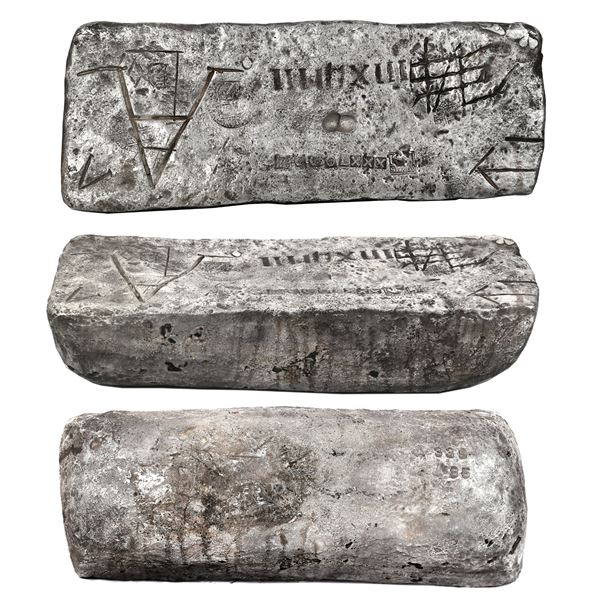 Large silver bar #339 made in Potosi, 83 lb 0.48 oz troy, 2380/2400 fine (99.17%), Class Factor 1.0,